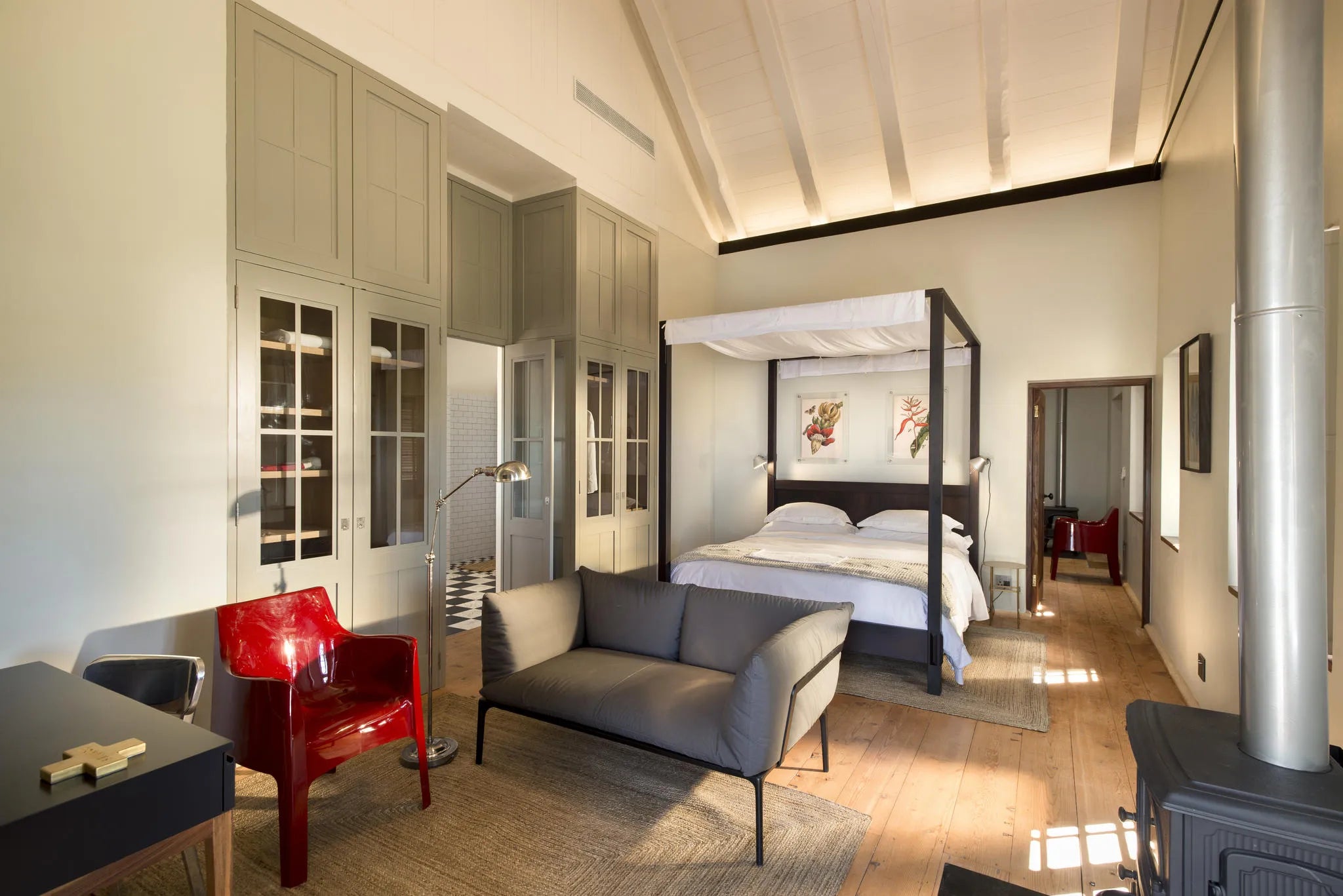 Farmhouse Bedroom at Babylonstoren Farm Hotel, Franschhoek, South Africa.