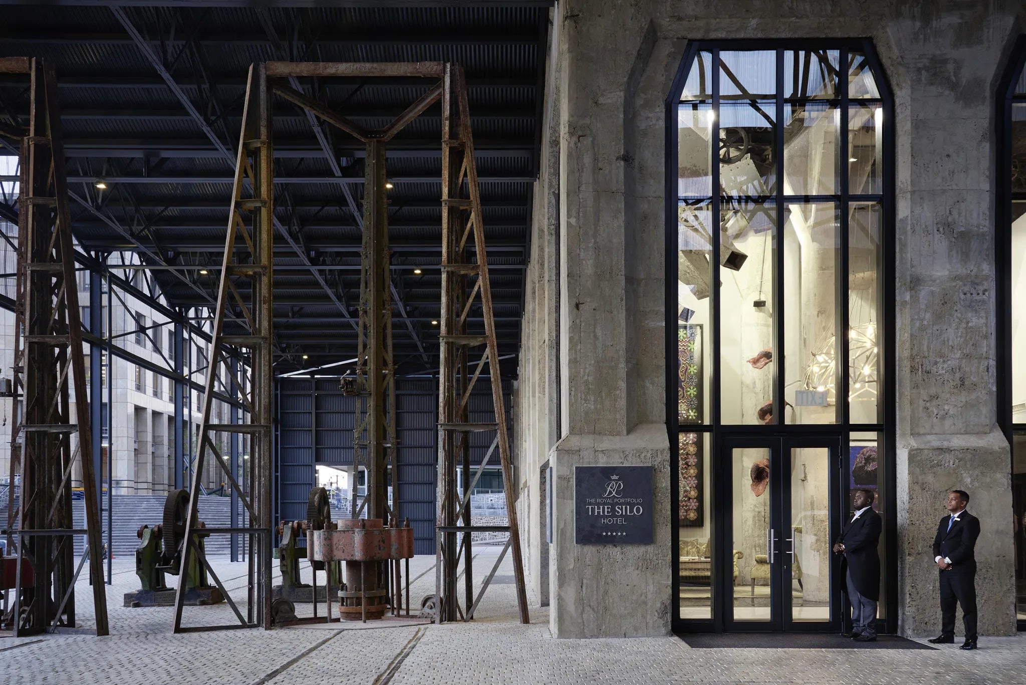 The ground floor entrance lobby at The Silo Hotel, Cape Town, South Africa.