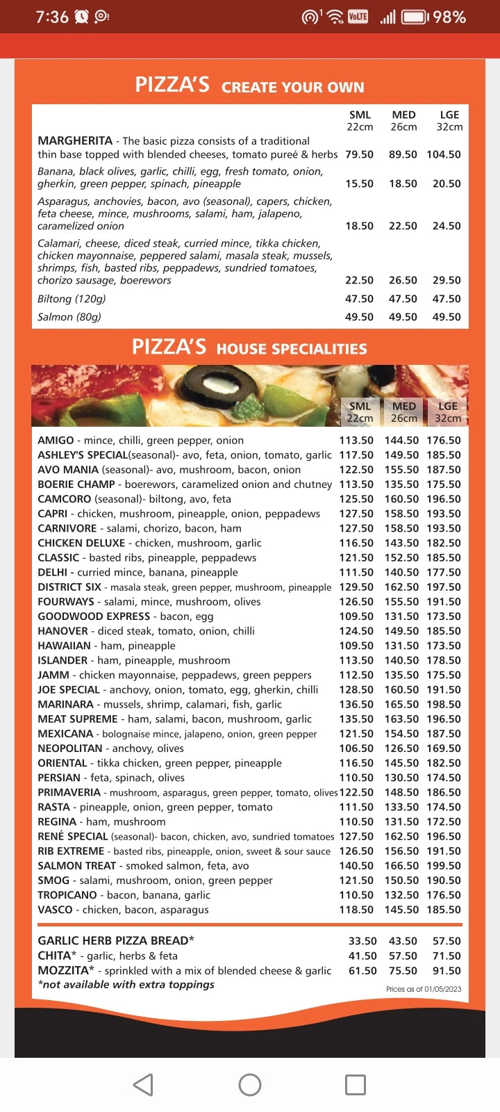Ashley's Family Restaurant, Cape Town South Africa
