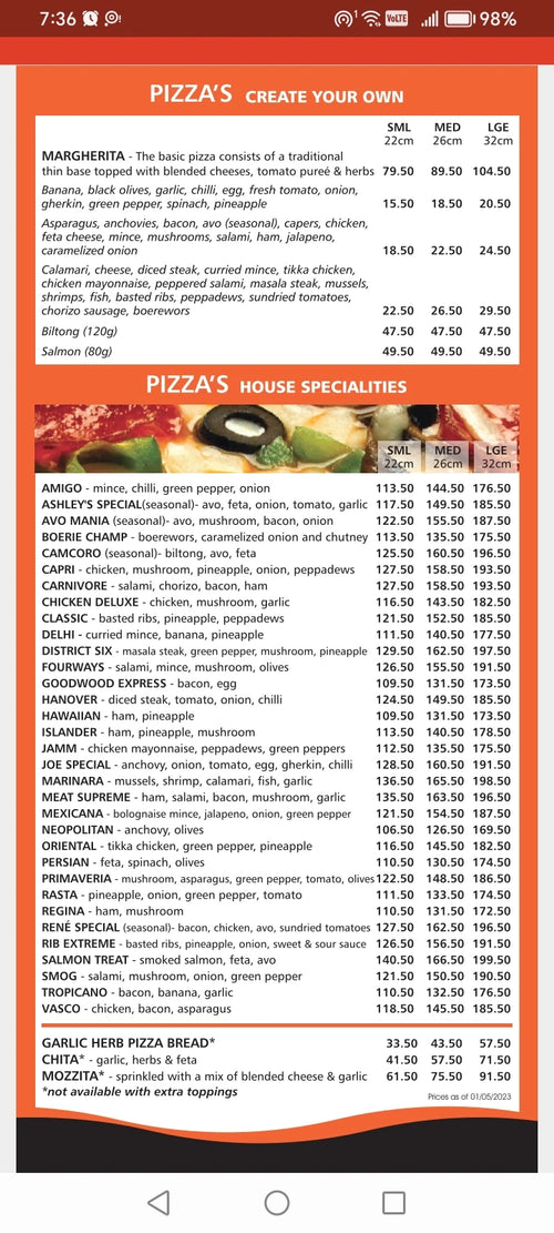 Ashley's Family Restaurant, Cape Town South Africa