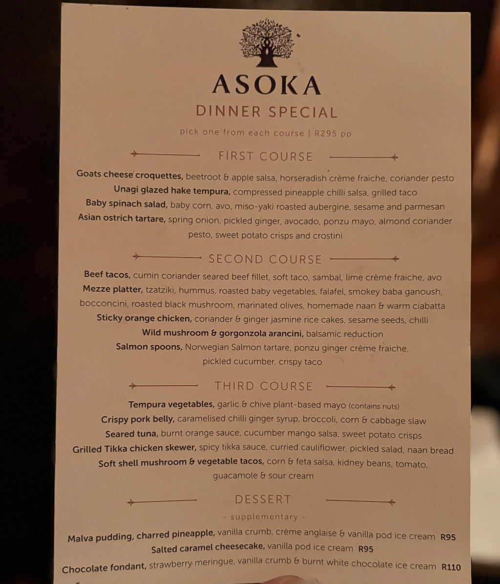 Asoka Restaurant, Bar and Lounge, Cape Town South Africa
