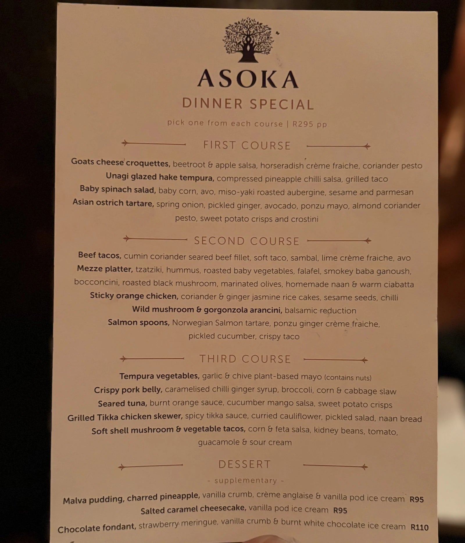 Asoka Restaurant, Bar and Lounge, Cape Town South Africa