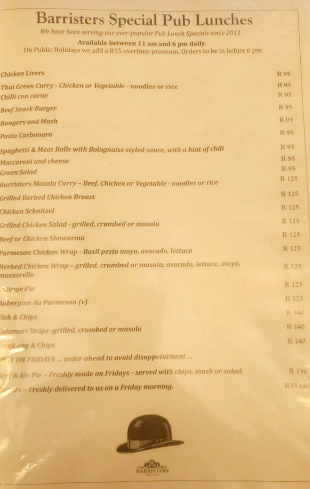 Barristers Grill & Cafe Newlands, Cape Town South Africa
