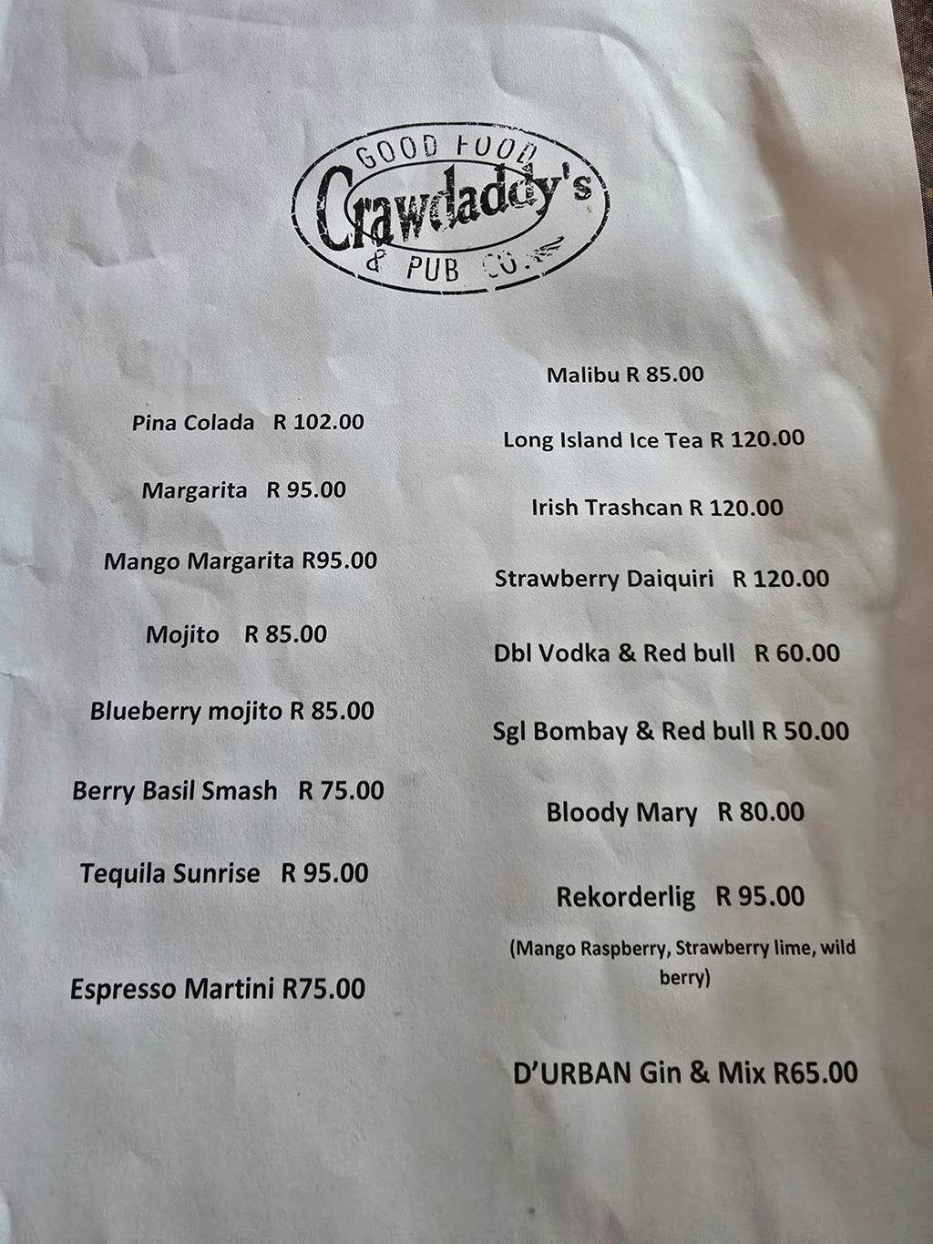 Crawdaddy's Brooklyn, Pretoria South Africa