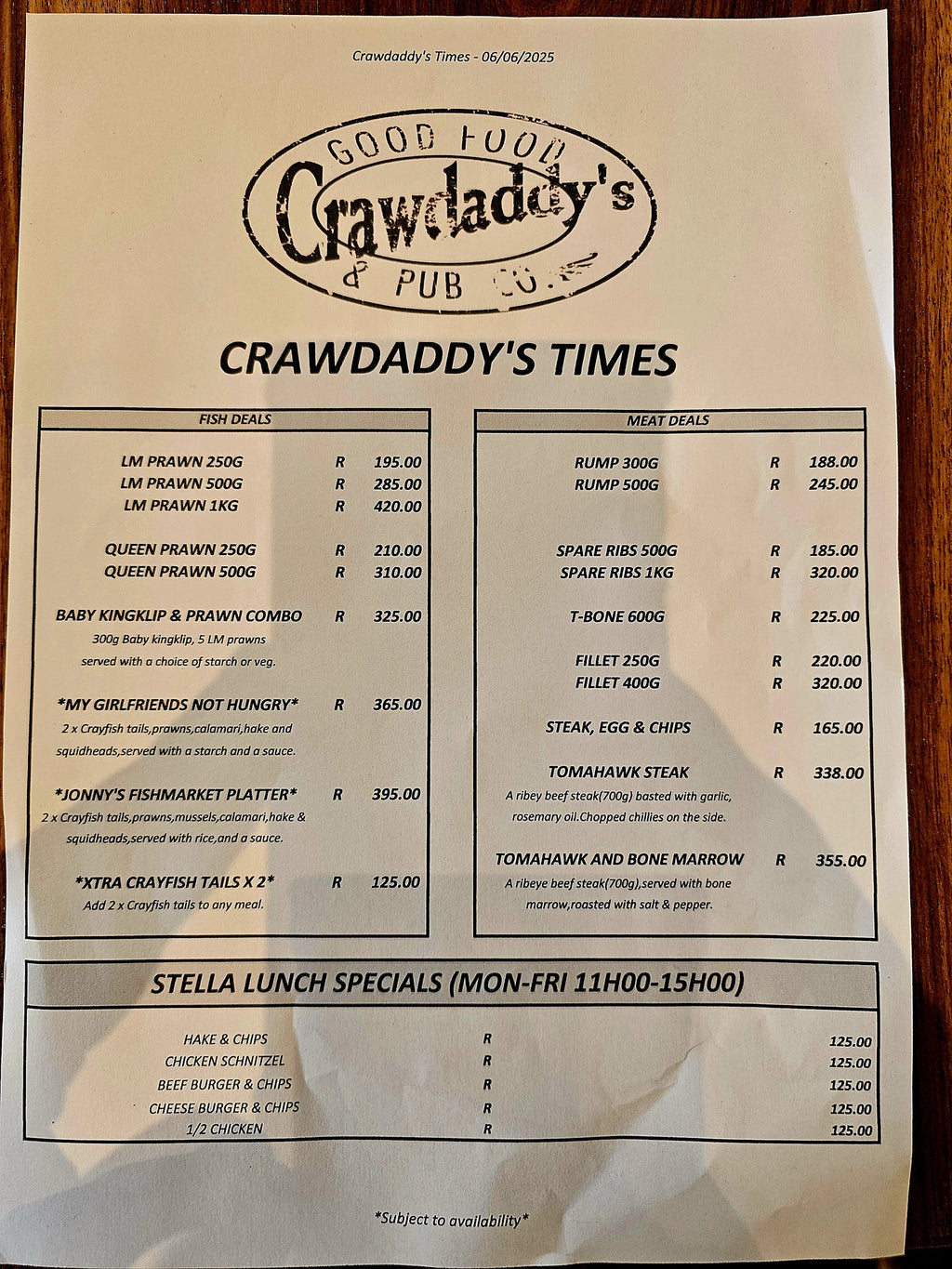 Crawdaddy's Silver Lakes, Shere South Africa