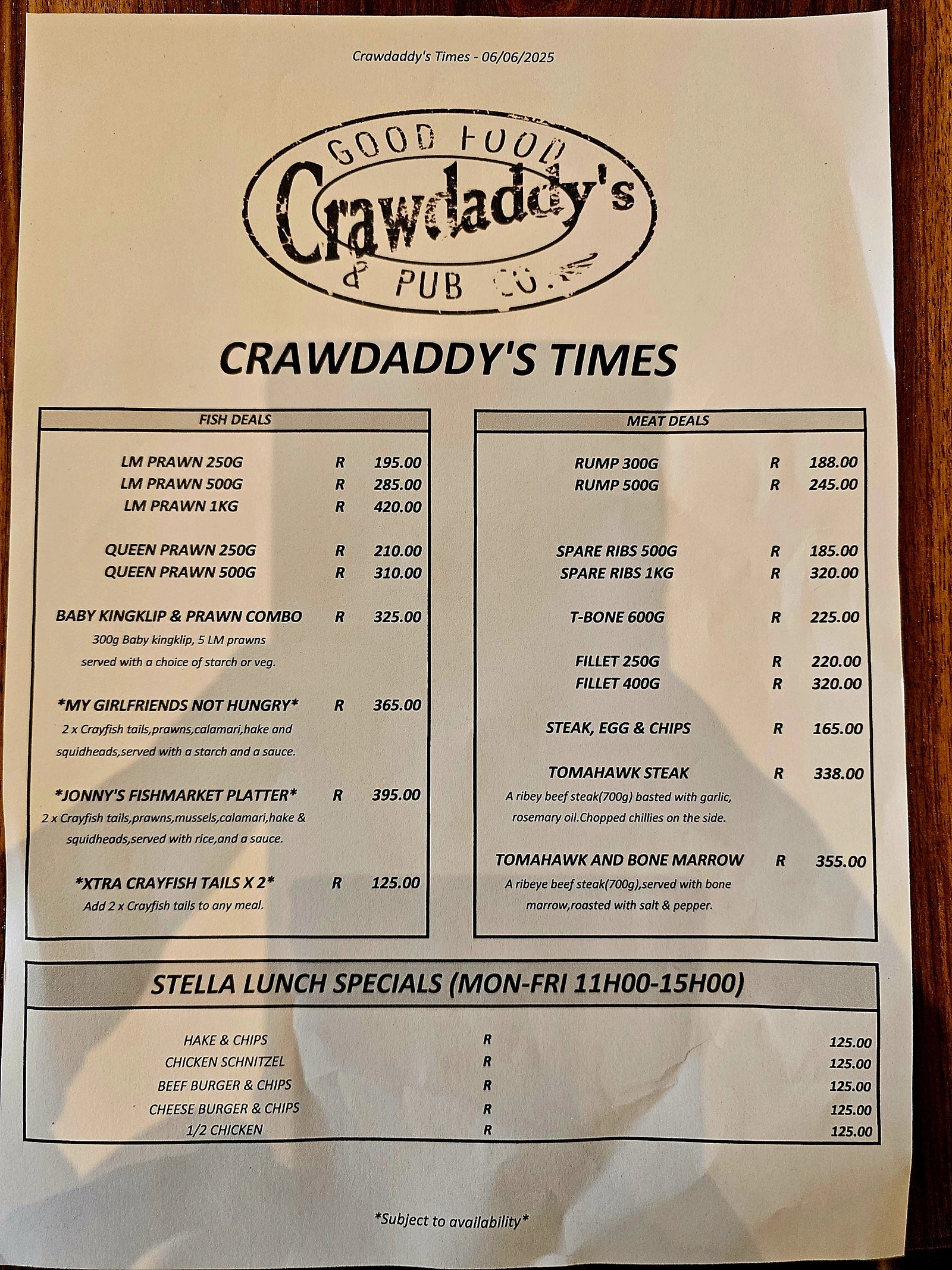 Crawdaddy's Silver Lakes, Shere South Africa