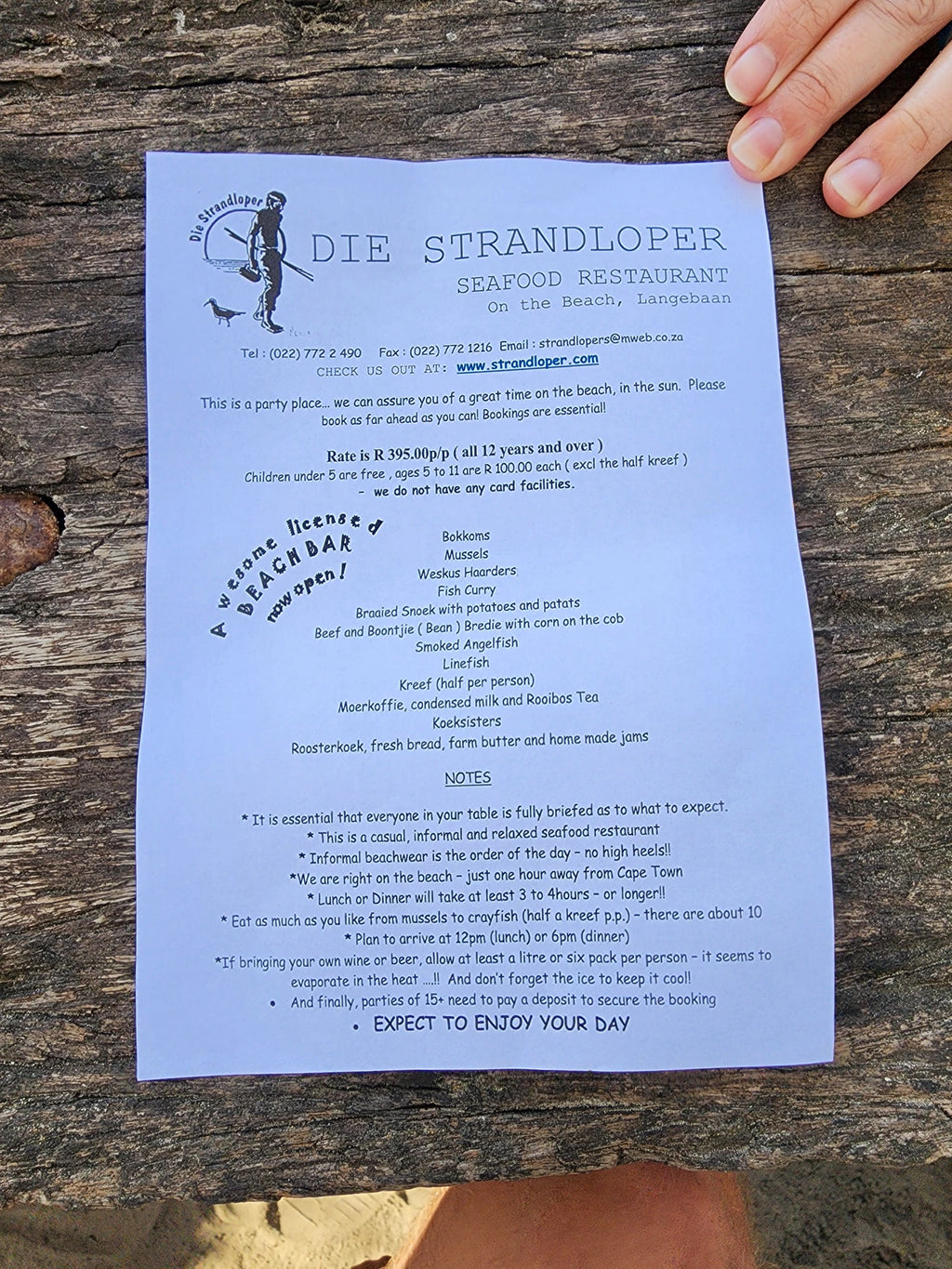 Die Strandloper Restaurant BOOKINGS ESSENTIAL No Reservations via WhatsApp or social media platforms, Langebaan South Africa