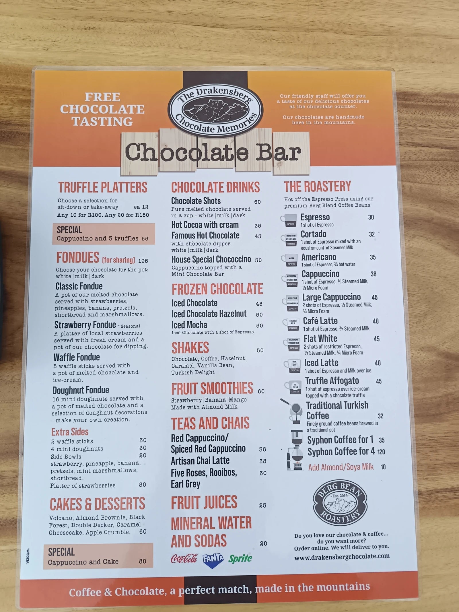 Drakensberg Chocolate Memories, Cathkin Park South Africa