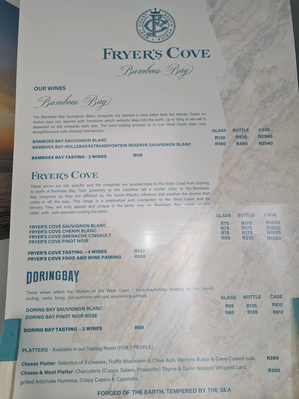 Fryer's Cove Vineyard, Doringbaai South Africa