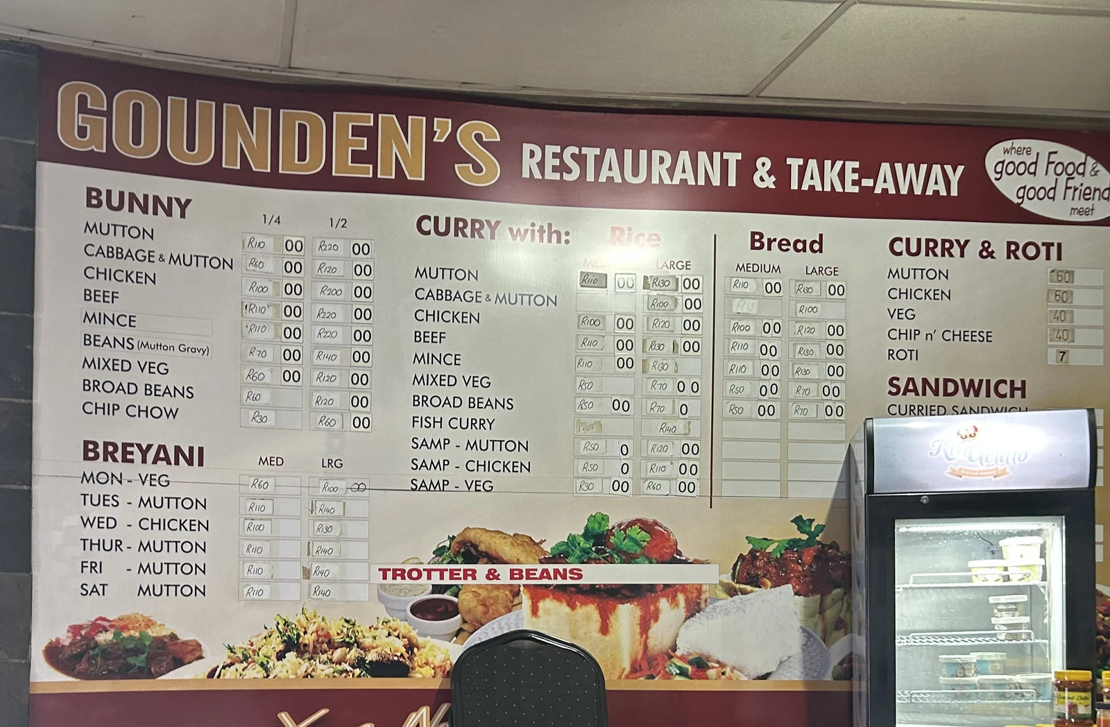 Gounden's Restaurant & Take Away, Durban South Africa
