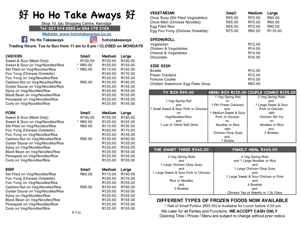 Ho Ho Take Aways, Cape Town South Africa