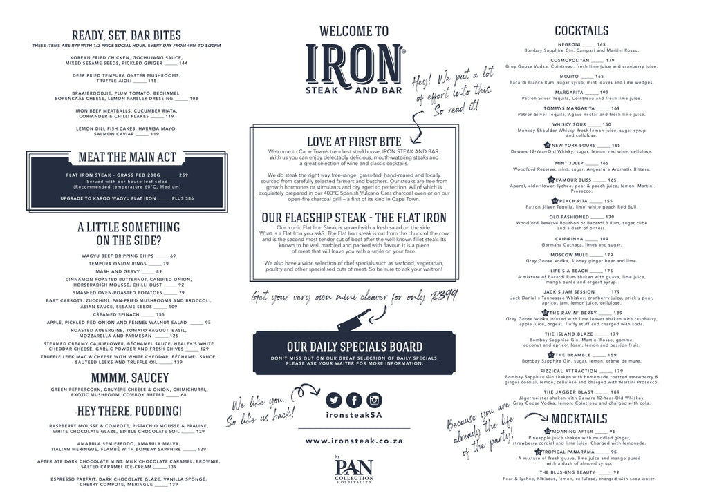 Iron Steak and Bar by PAN Collection, Cape Town South Africa