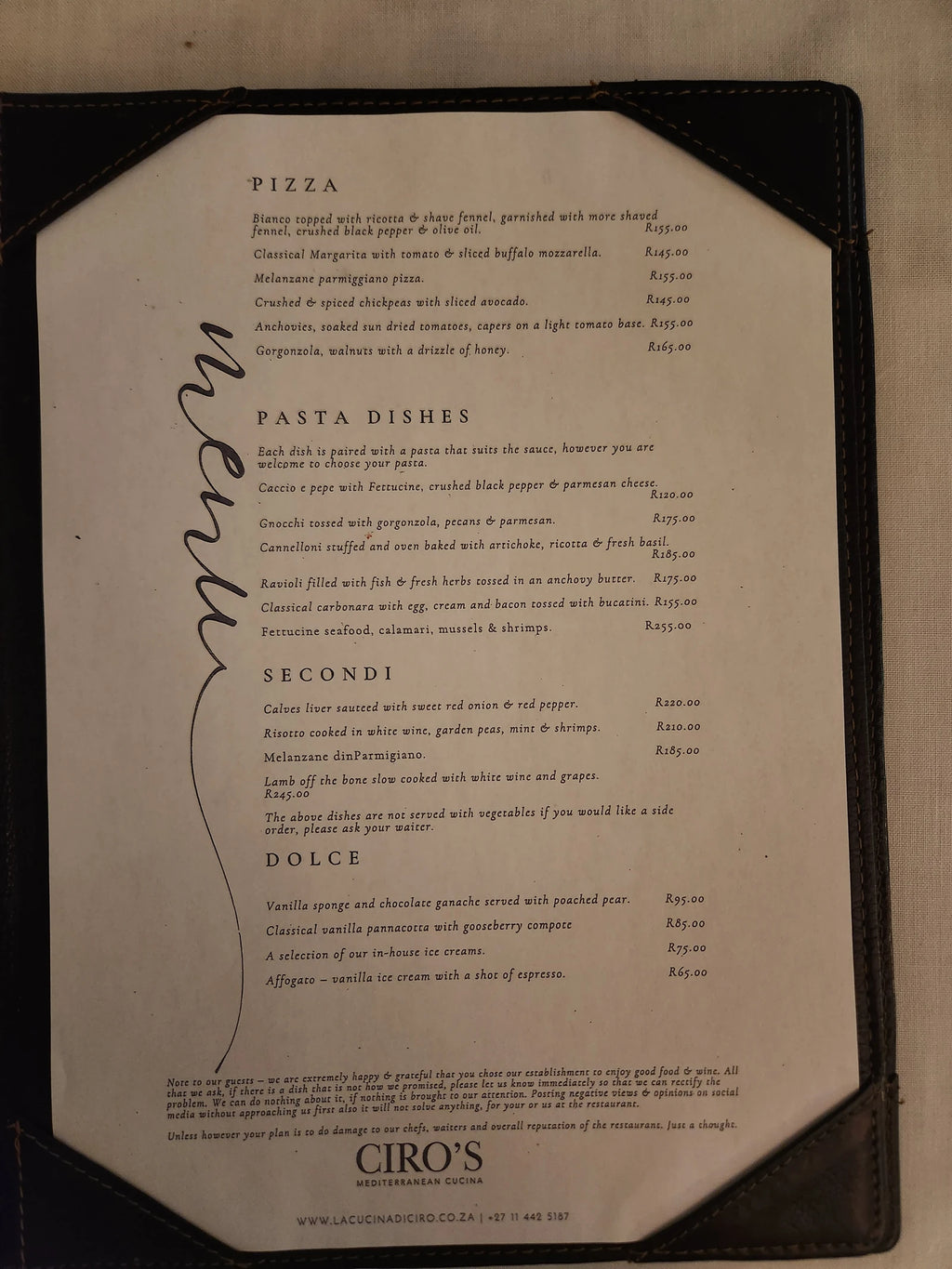 La Cucina Di Ciro, Randburg South Africa