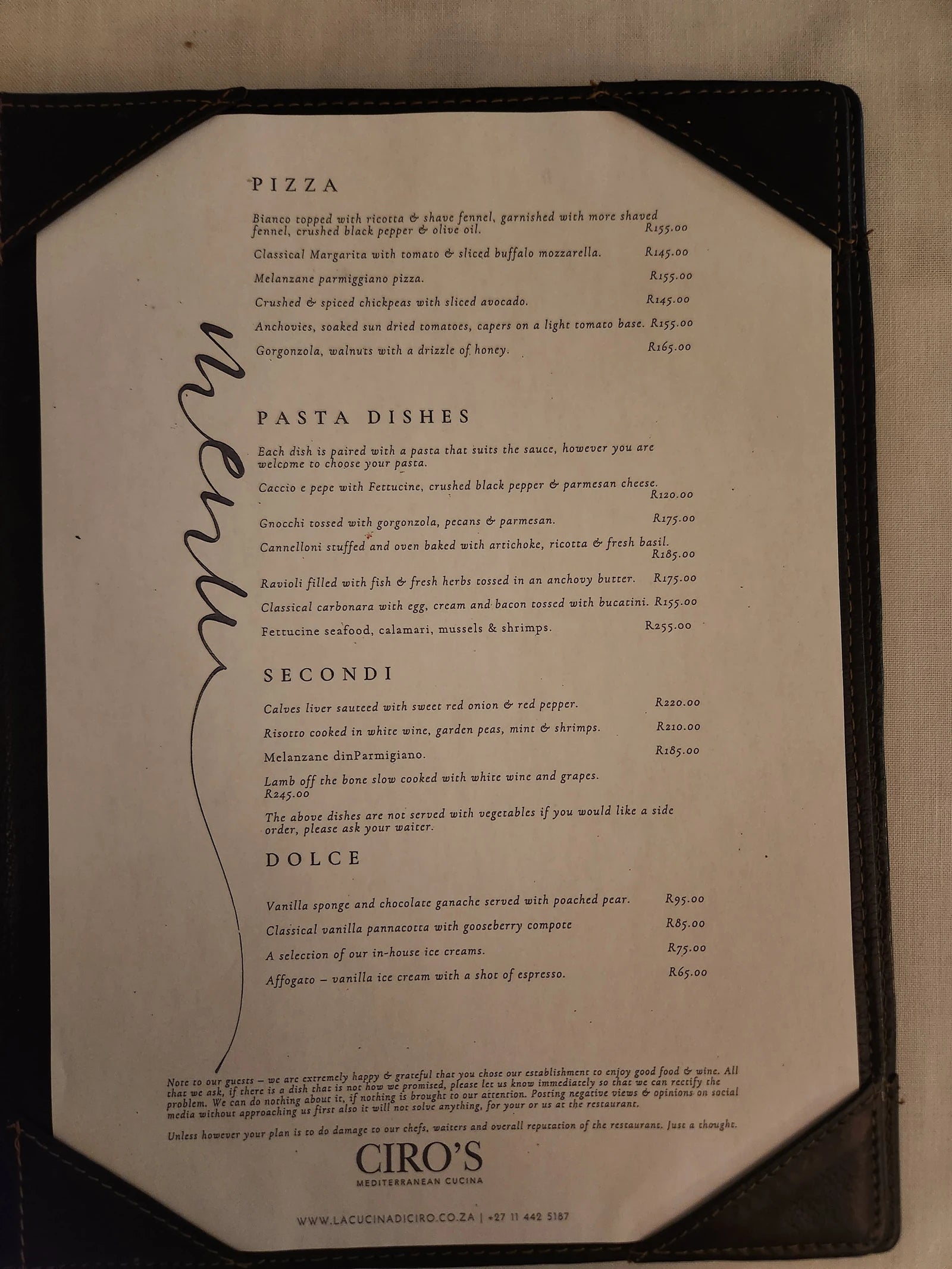 La Cucina Di Ciro, Randburg South Africa