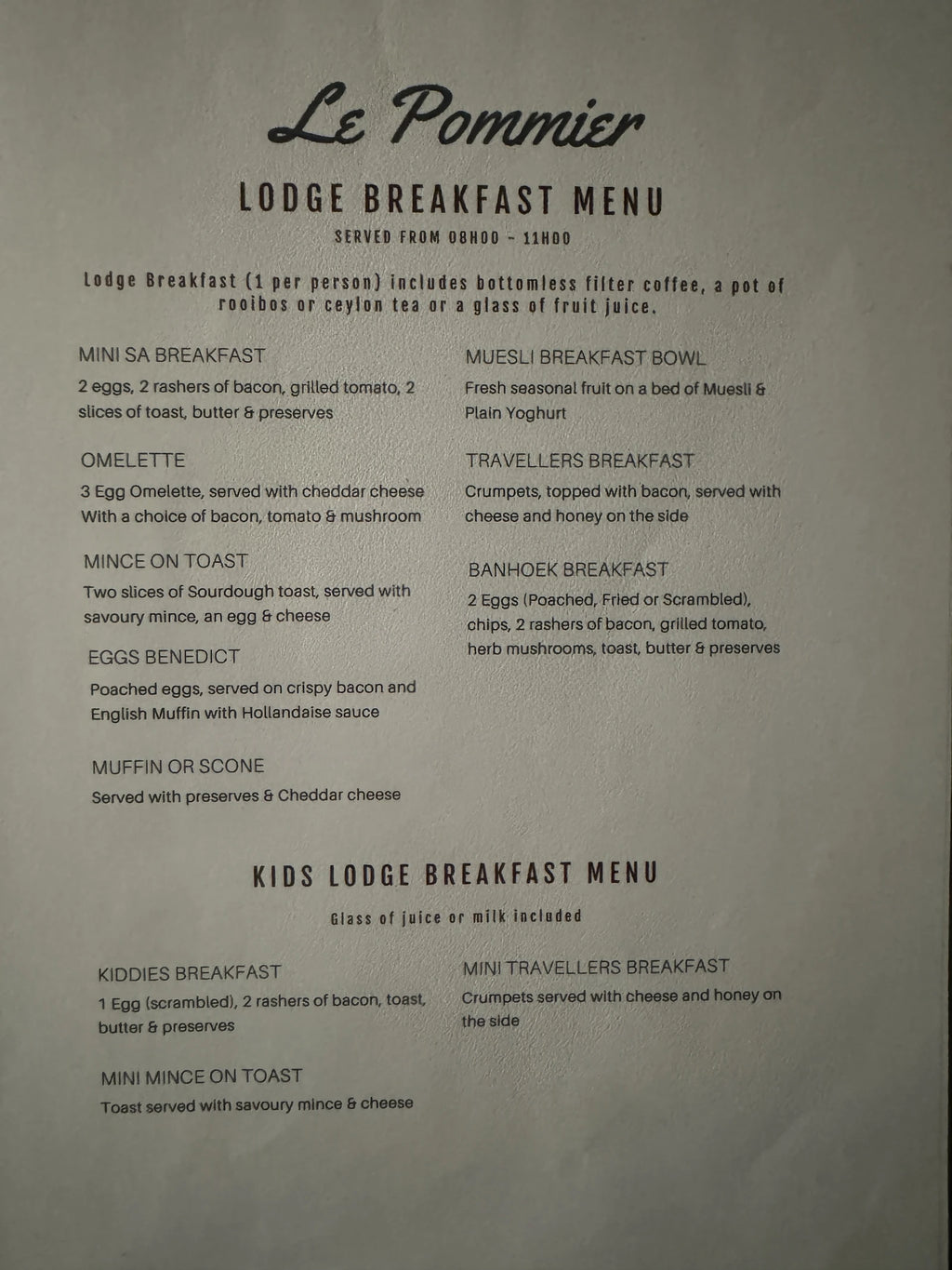 Le Pommier Restaurant, 
Stellenbosch South Africa