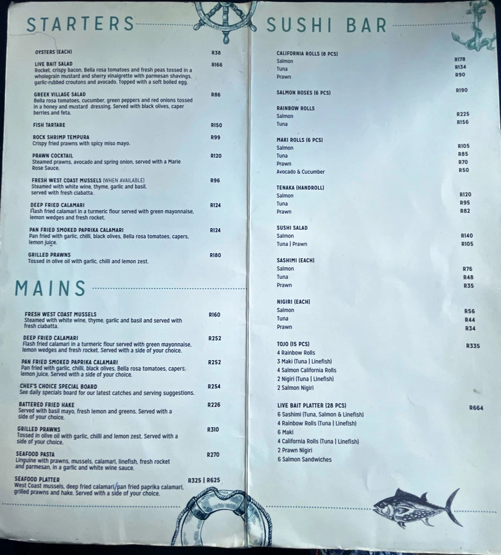 Live Bait Kalk Bay, Cape Town South Africa