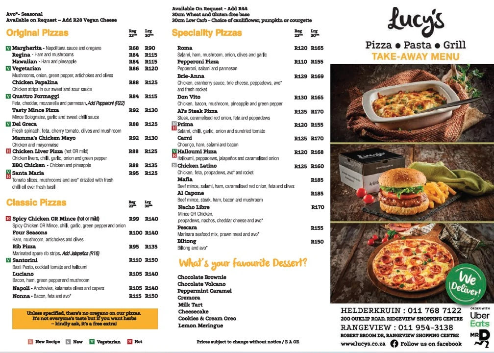 Lucys Pizza Pasta Grill, Johannesburg South Africa