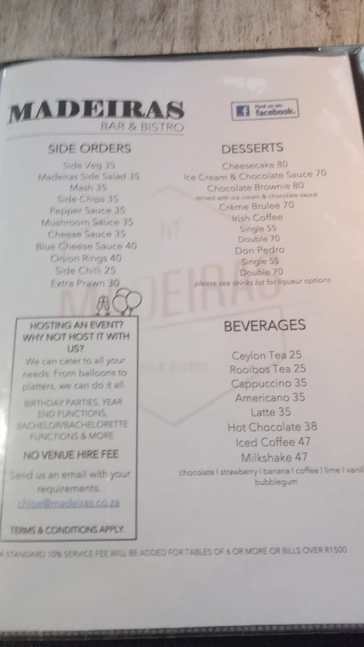 Madeiras Bar & Bistro, Cape Town South Africa