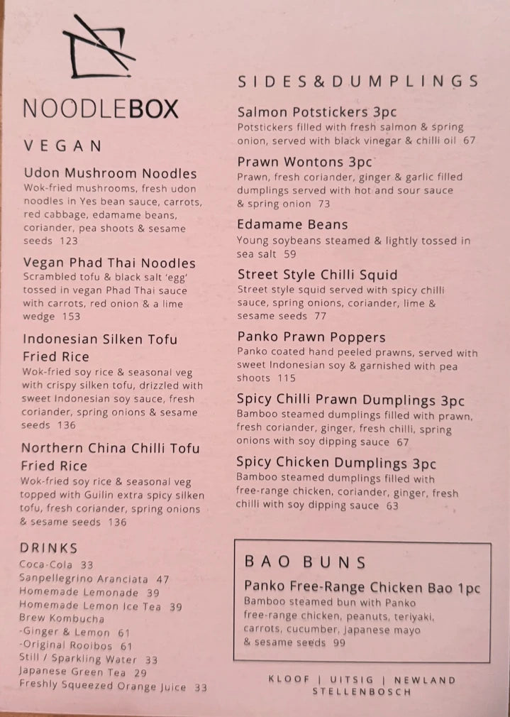 Noodle Box Kloof Street, Cape Town South Africa