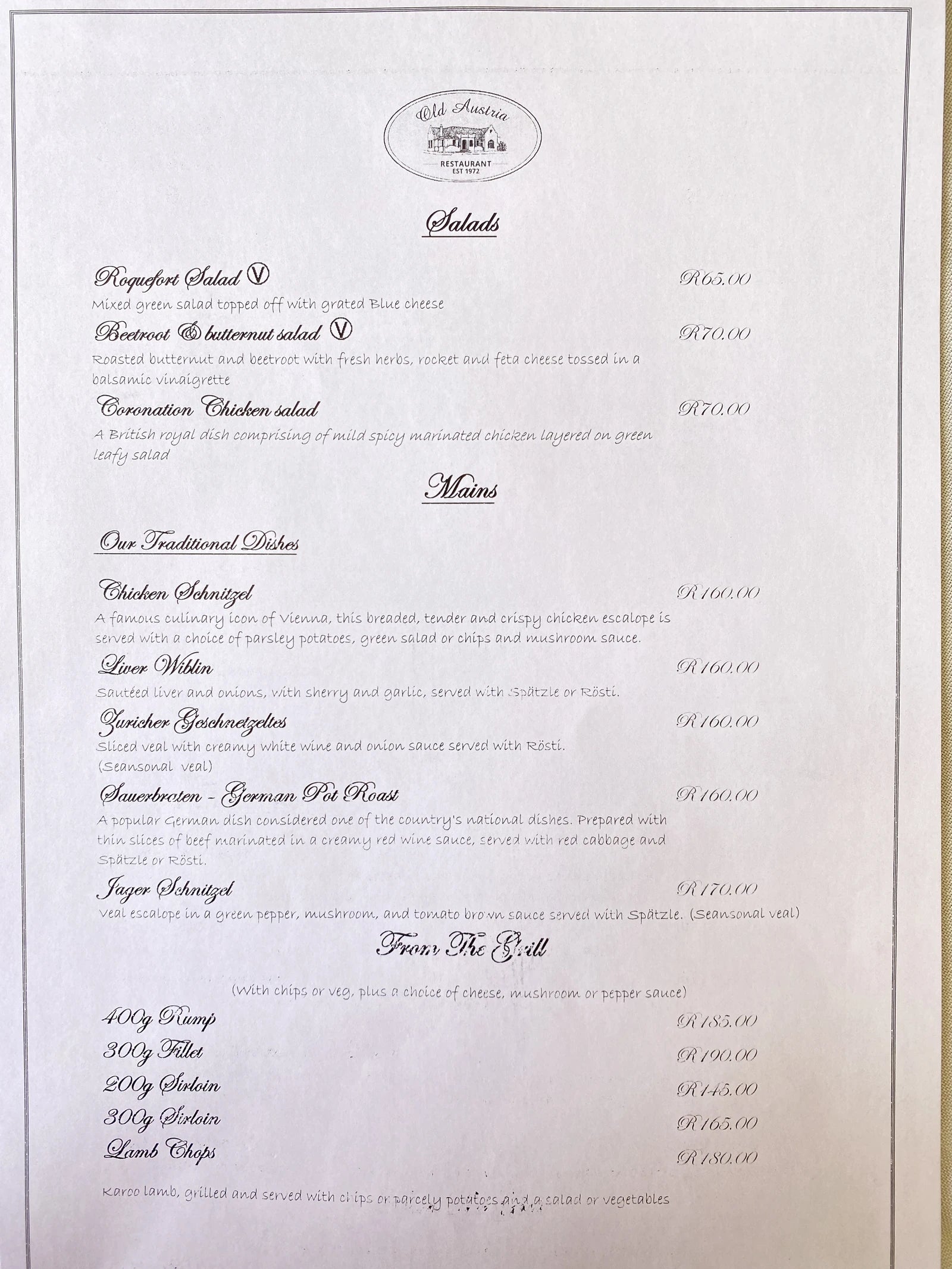 Old Austria Restaurant, Gqeberha South Africa