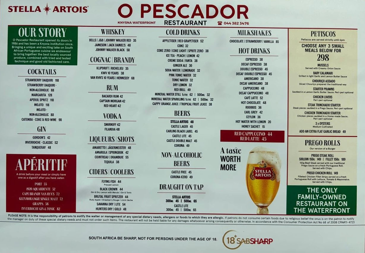 OPescador Restaurant Knysna, Knysna South Africa