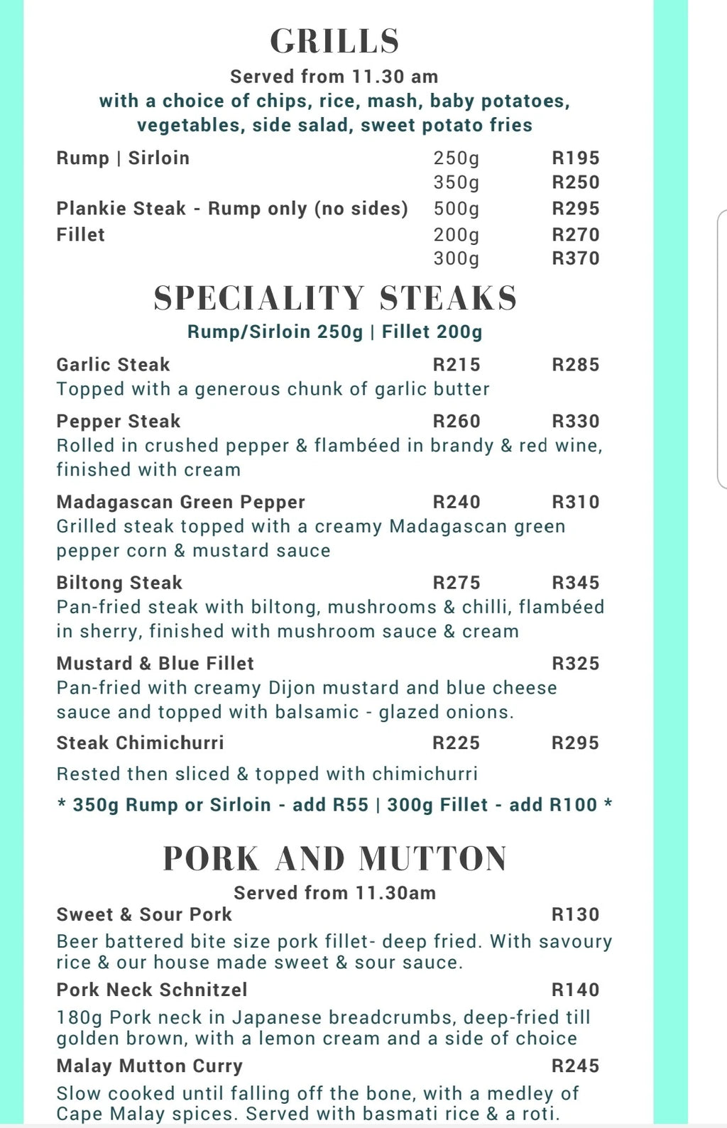 Pearly’s Restaurant, Langebaan South Africa