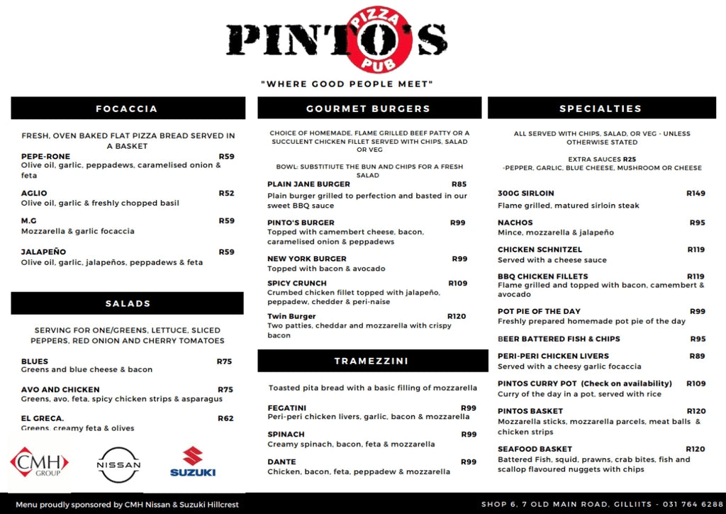 Pinto's Gillitts | Pizza Pub, Gillitts South Africa
