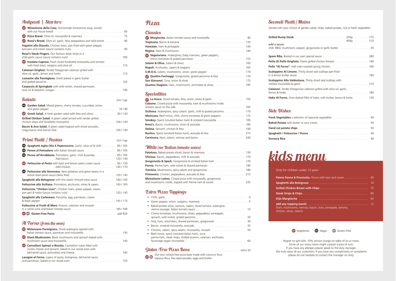 Rossi's Italian Restaurant, Hermanus South Africa
