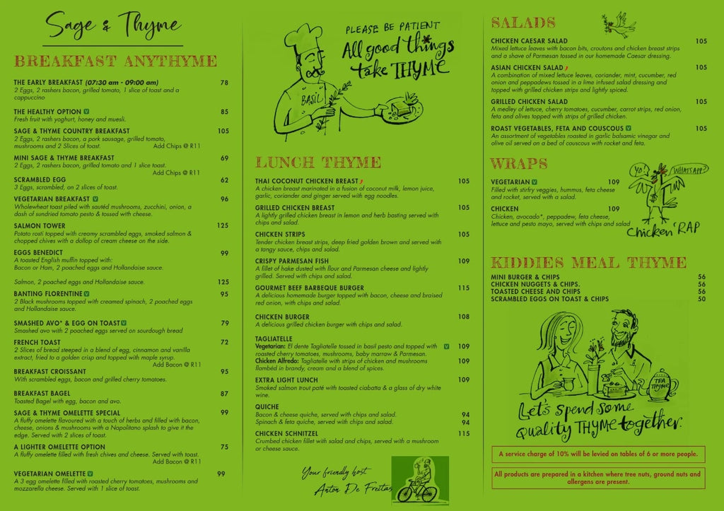 Sage & Thyme Village Coffee Shop, Cape Town South Africa