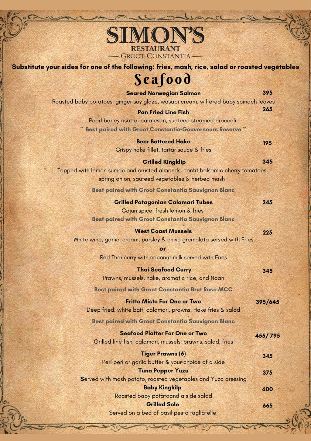 Simon's Restaurant, Cape Town South Africa