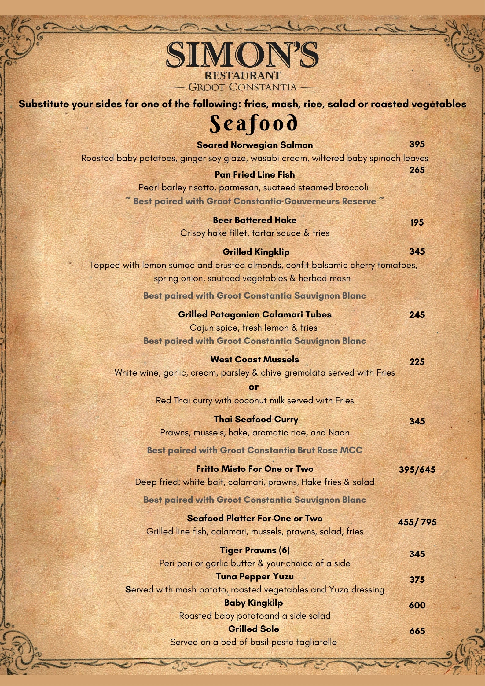 Simon's Restaurant, Cape Town South Africa