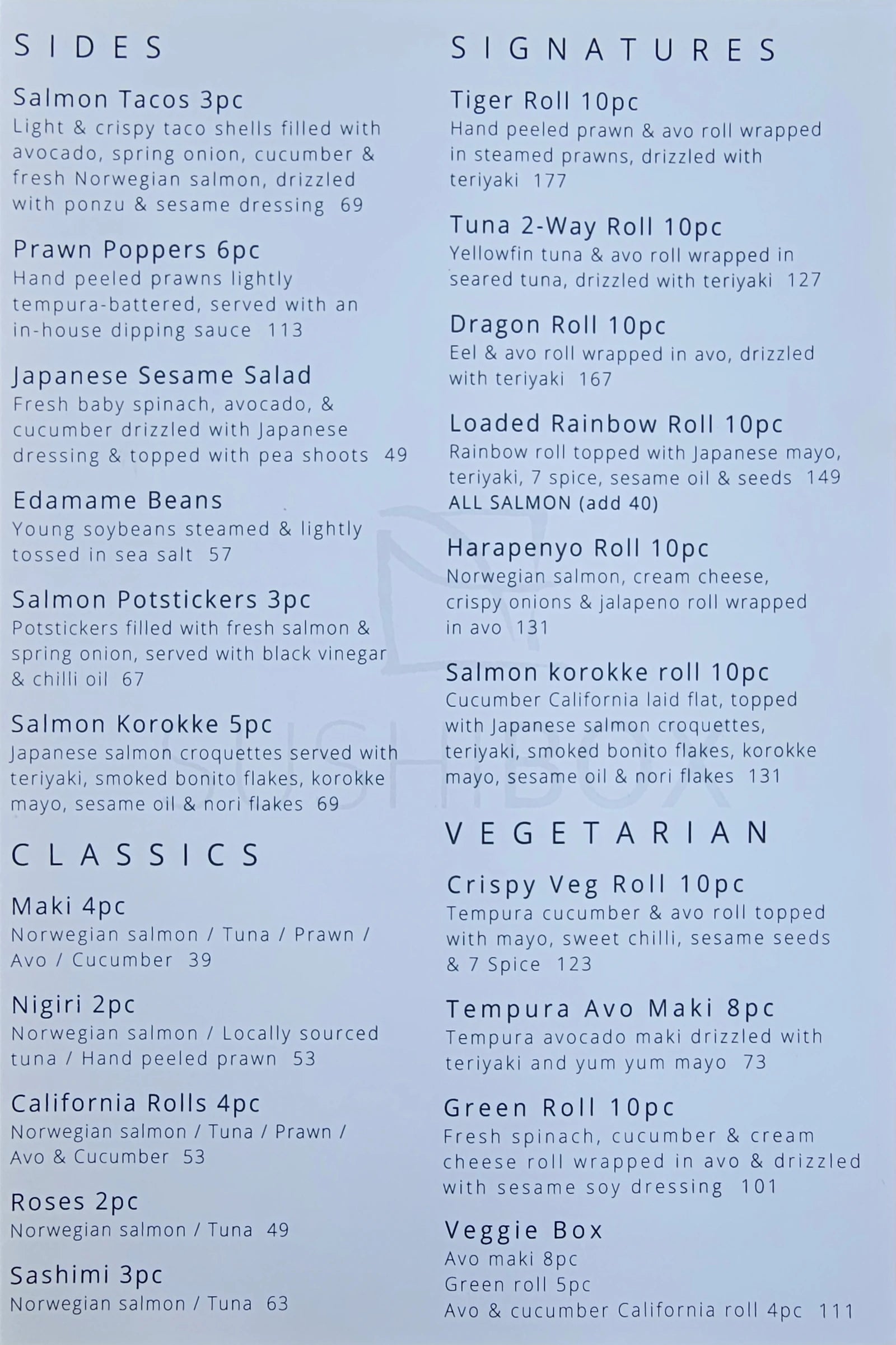 Sushi Box De Waterkant, Cape Town South Africa