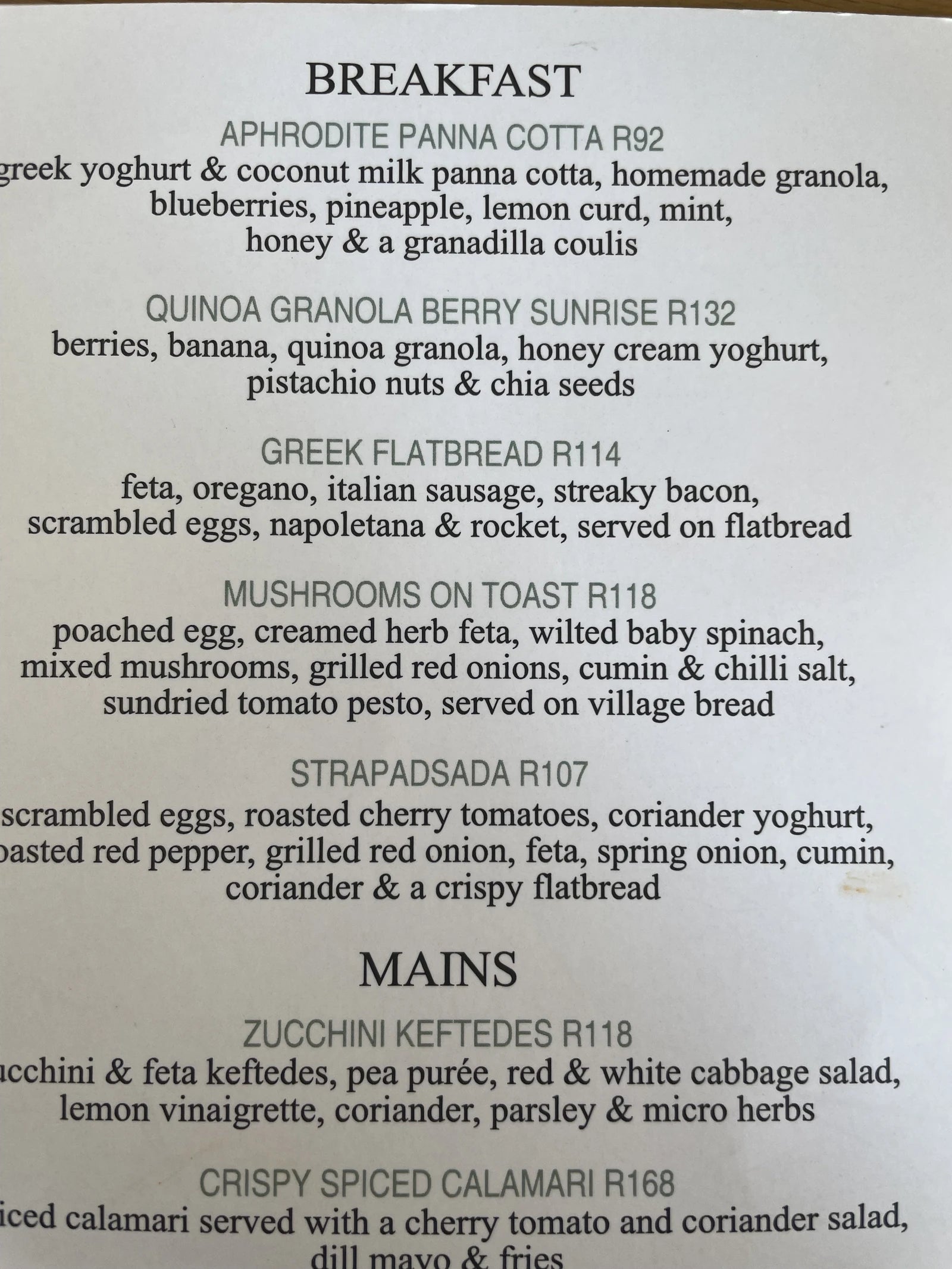 tashas Bryanston, Johannesburg South Africa