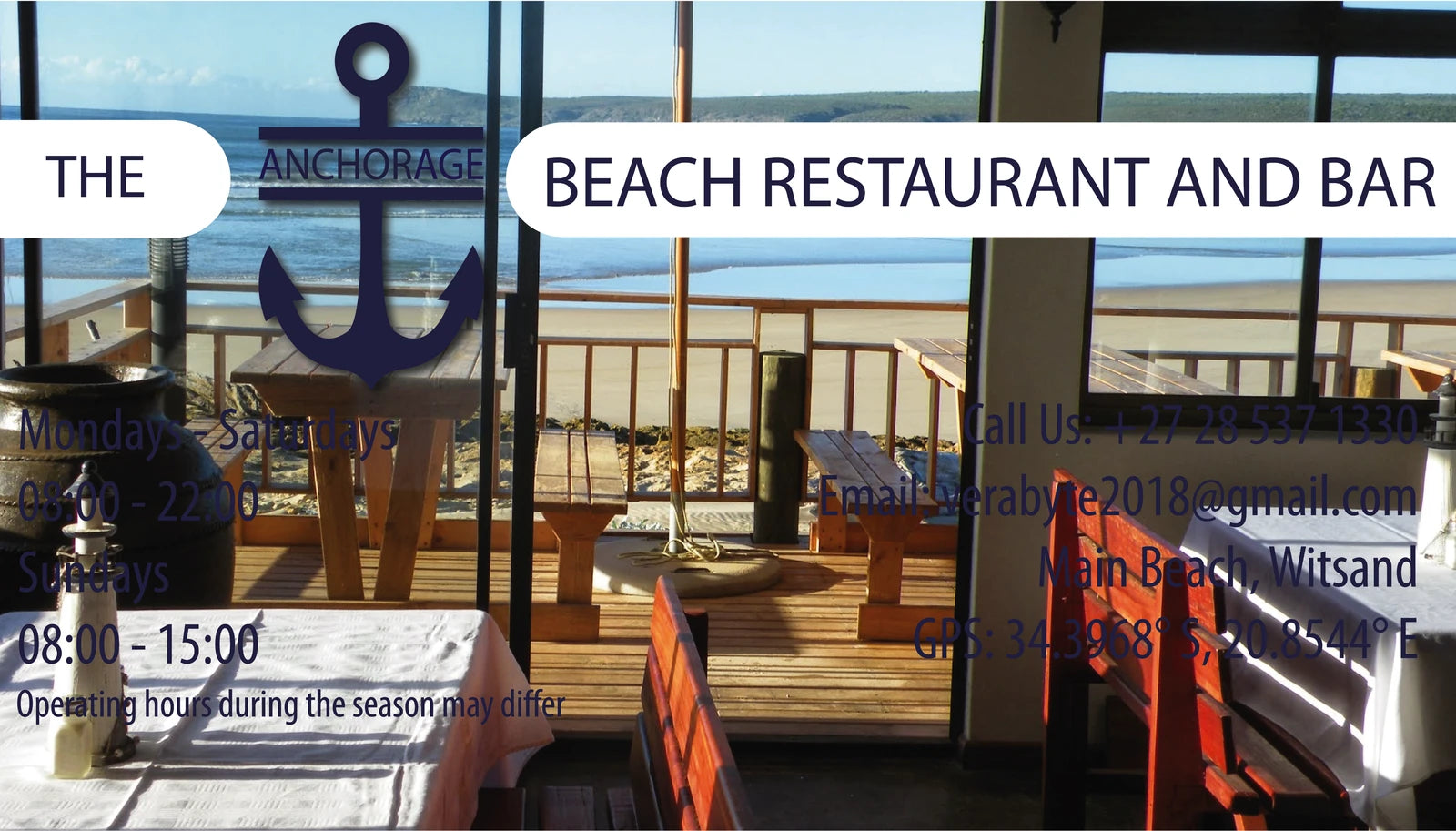 The Anchorage Beach Restaurant & Bar, Witsand South Africa