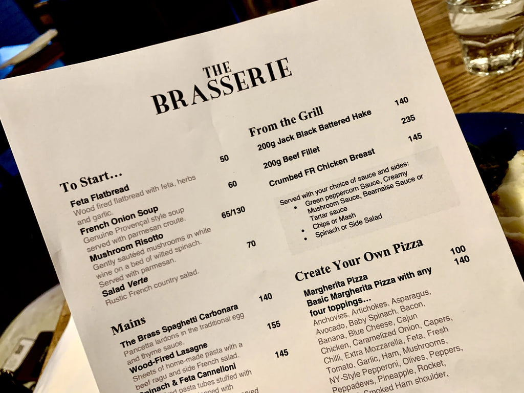 The Brasserie, Cape Town South Africa