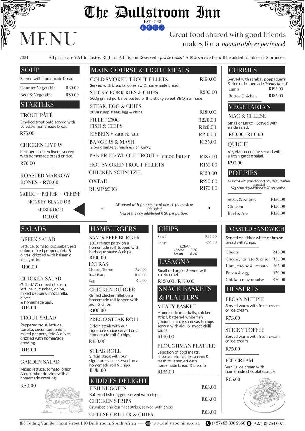 The Dullstroom Inn Restaurant, Dullstroom South Africa