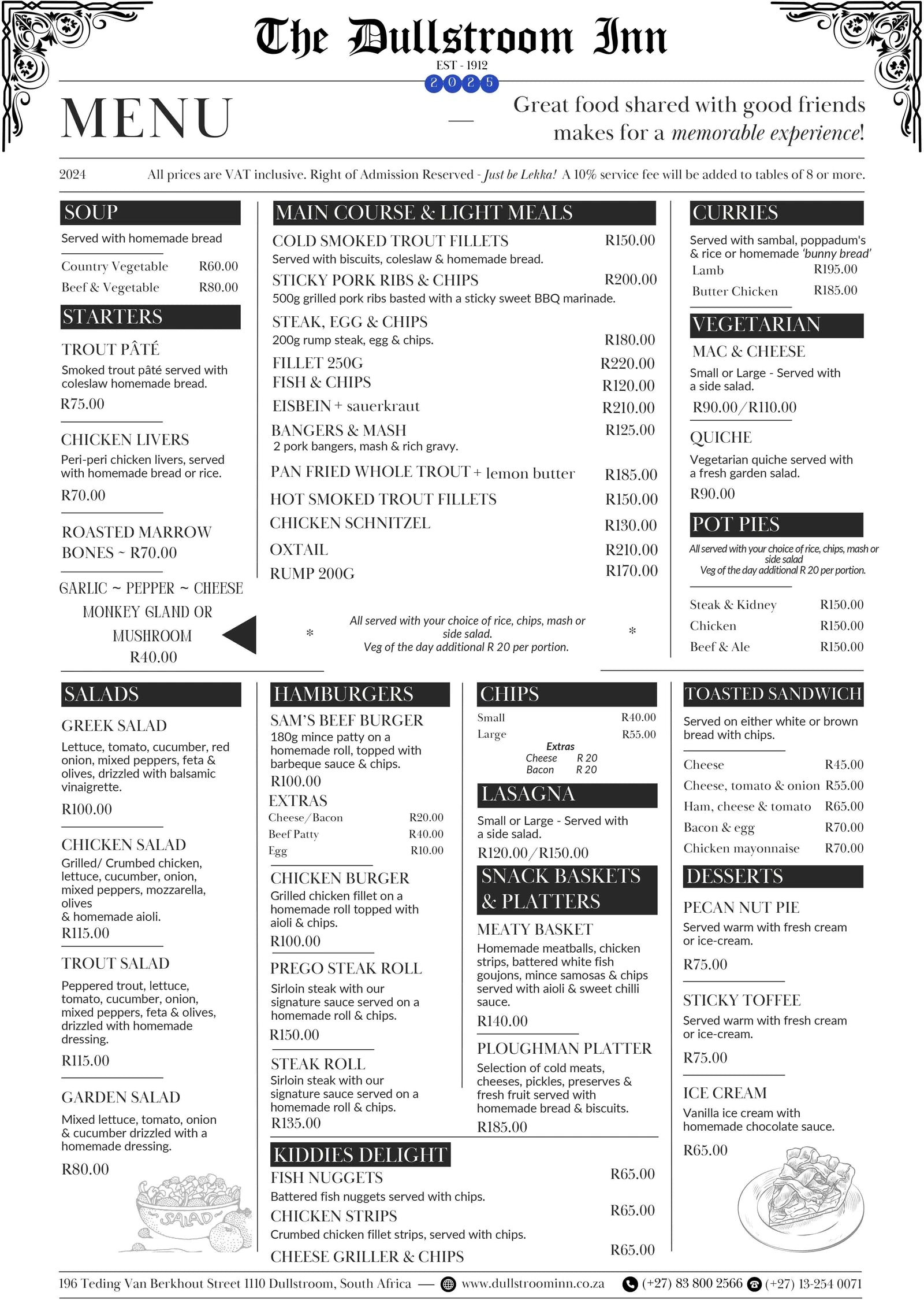 The Dullstroom Inn Restaurant, Dullstroom South Africa