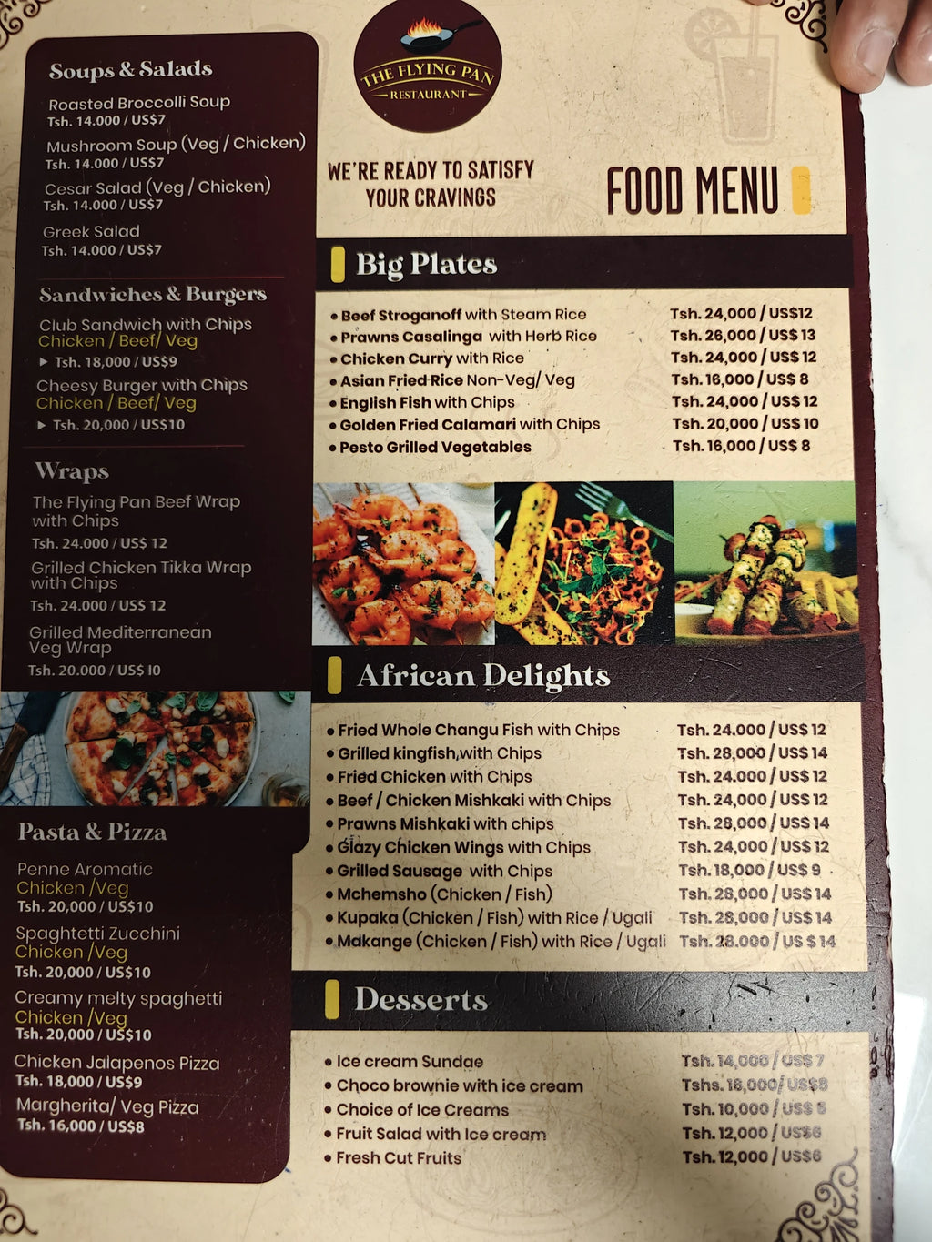 The Flying Pan Restaurant Departure Terminal 3 - Julius Nyerere International Airport (JNIA), Dar es Salaam 22217 Tanzania