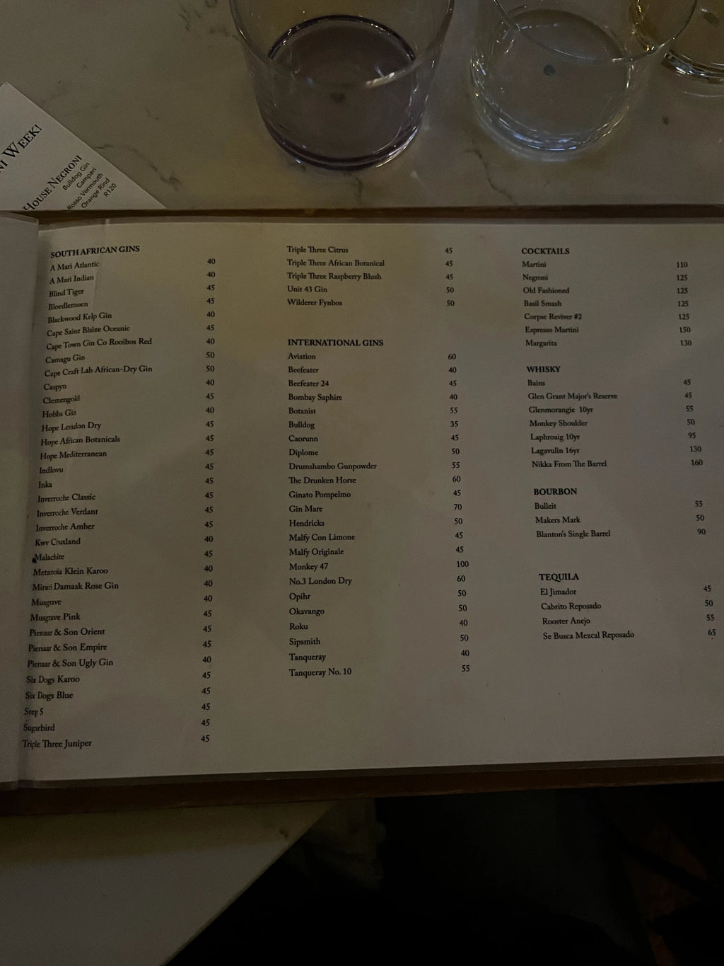 The Gin Bar, Cape Town South Africa
