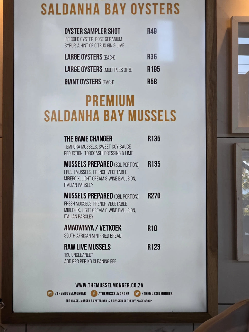 The Mussel Monger & Oyster Bar (Mojo Market), Cape Town South Africa