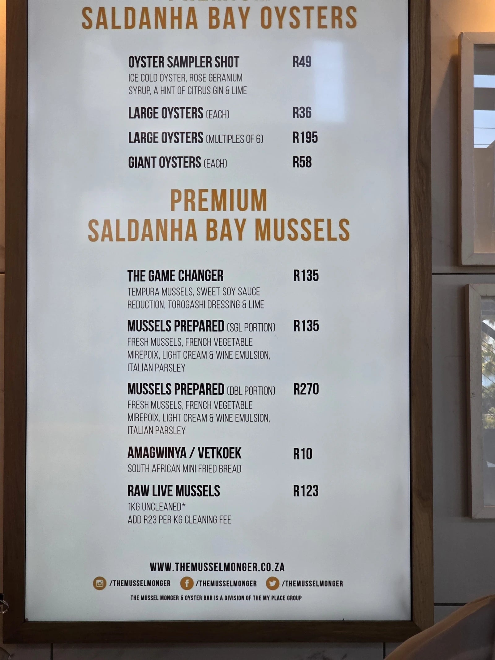 The Mussel Monger & Oyster Bar (Mojo Market), Cape Town South Africa