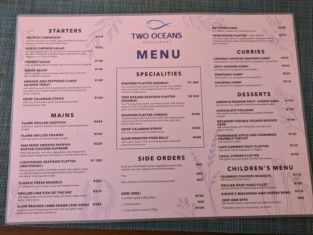 Two Oceans Restaurant, Cape Town South Africa