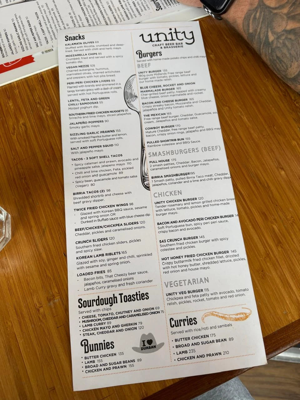 Unity Bar & Brasserie, Durban South Africa