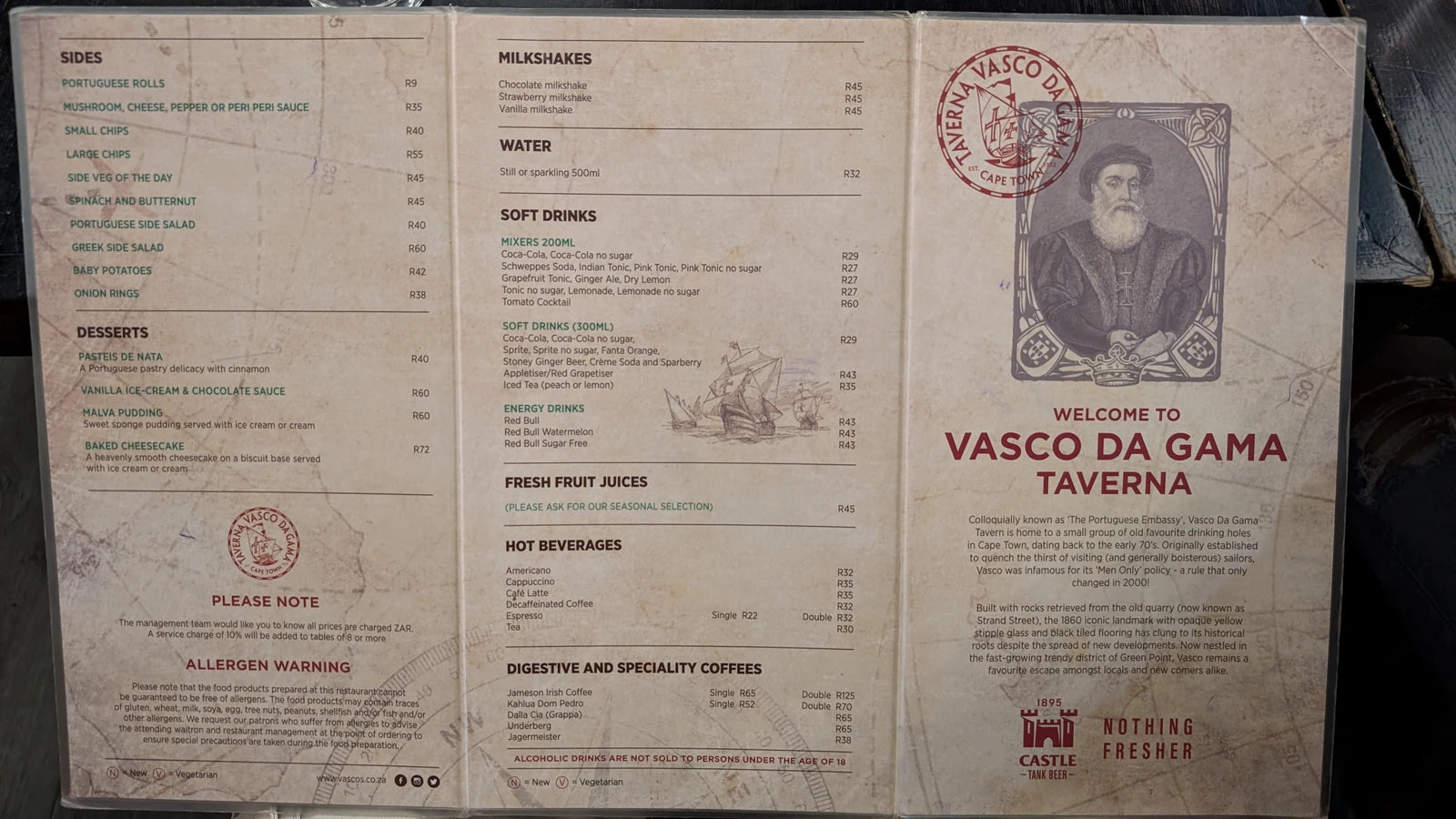 Vasco da Gama Taverna, Cape Town South Africa